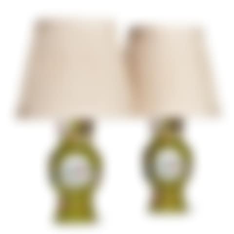 A PAIR OF MEISSEN PORCELAIN GREEN-GROUND BEAKER VASES MOUNTED AS LAMPS (preview)