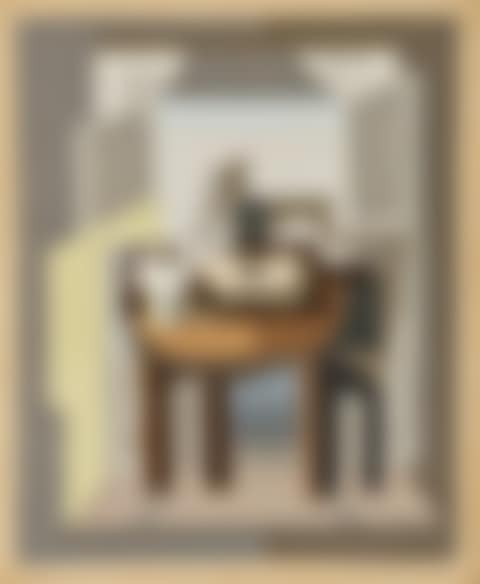 Compotier, Partition, Bouteille et Guitare devant une Fenêtre (preview)