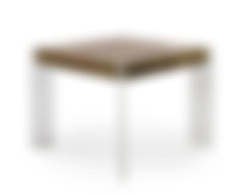 A Milo Baughman Lucite and burl wood table (preview)