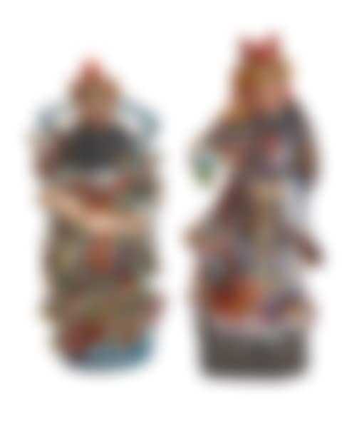 Two large Chinese porcelain warrior figures (preview)