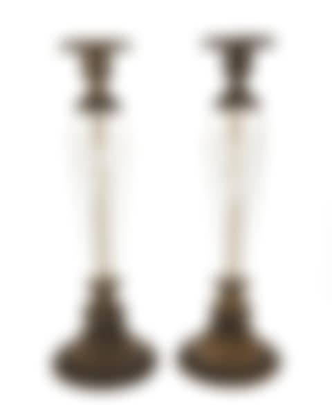 A pair of cut crystal and bronze candlesticks (preview)