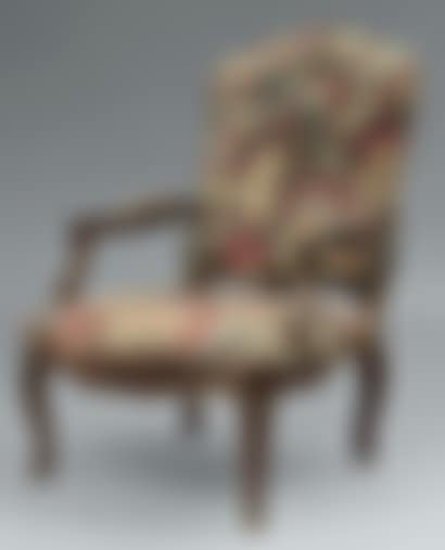 Flat back armchair in carved beech (preview)