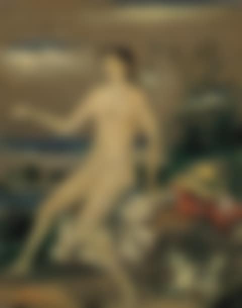Nu au chien dans un paysage (preview)