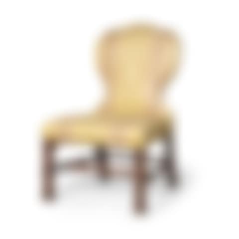 A GEORGE III STYLE UPHOLSTERED MAHOGANY SIDE CHAIR (preview)