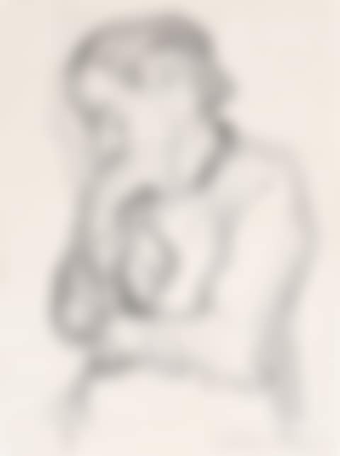 Halbfigur einer Frau mit der rechten Hand den Mund bedeckend (Half Length Figure of a Woman with Her Right Hand Covering Her Mouth) (preview)