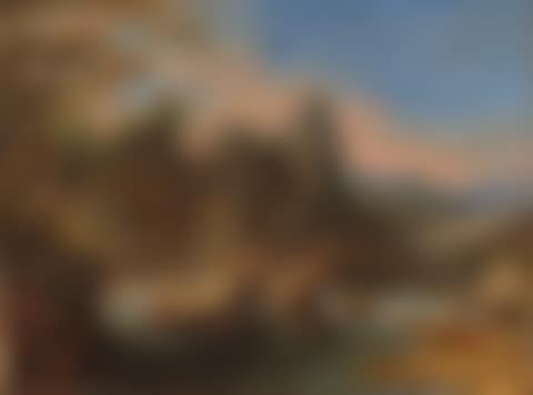 Paysage montagneux avec une rivière, un dessinateur sur la droite (preview)
