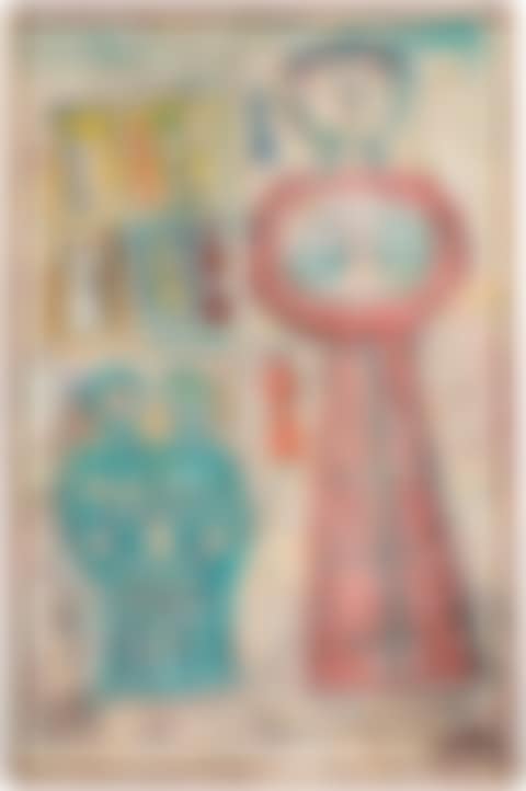 Donna blu e case (Composizione di figure) (preview)