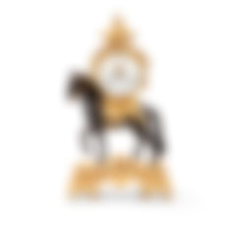 A partly Louis XVI patinated and gilt-bronze mantel clock "au cheval" (preview)