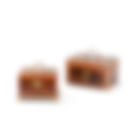 Two gilt-bronze mounted mapple burr, tulipwood, amaranth veneered small caskets (preview)