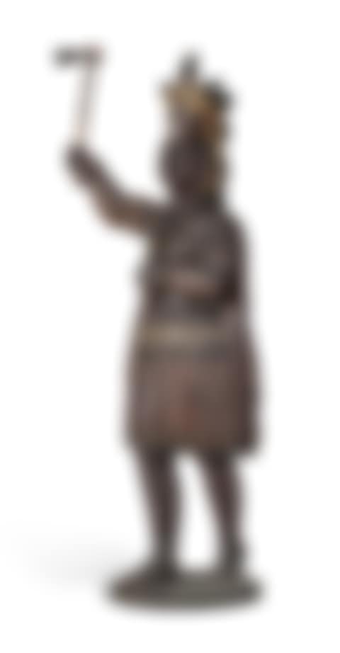 A CARVED AND POLYCHROME PAINT-DECORATED 'INDIAN' CIGAR STORE FIGURE  (preview)