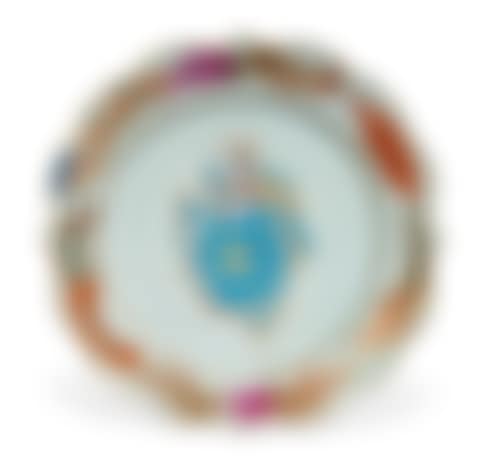 A CHINESE EXPORT PORCELAIN "DUTCH MARKET" ARMORIAL DISH (preview)