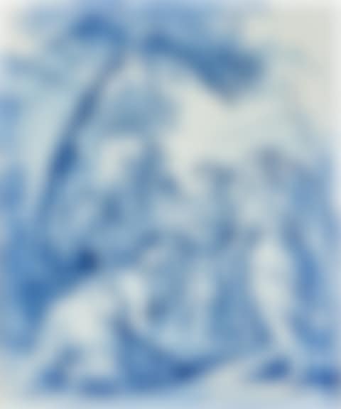 A Dutch Delft Blue and White Large Rectangular Plaque, 'Abraham Kneeling before the Three Angels' (preview)