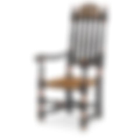 A William and Mary Black-and-Red Painted Banister-Back Armchair, Suffolk or Essex County (preview)