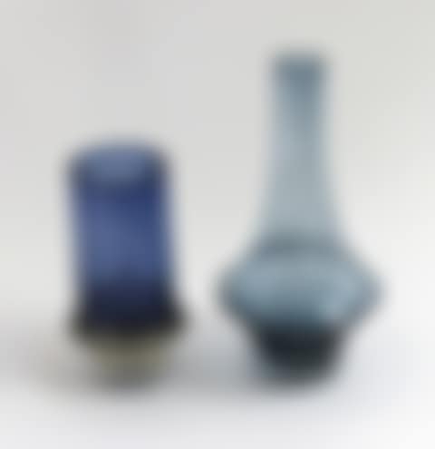 Two vintage Scandinavian dark blue glass vases (preview)