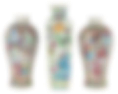 A GROUP OF THREE CHINESE PORCELAIN FAMILLE ROSE VASES (preview)