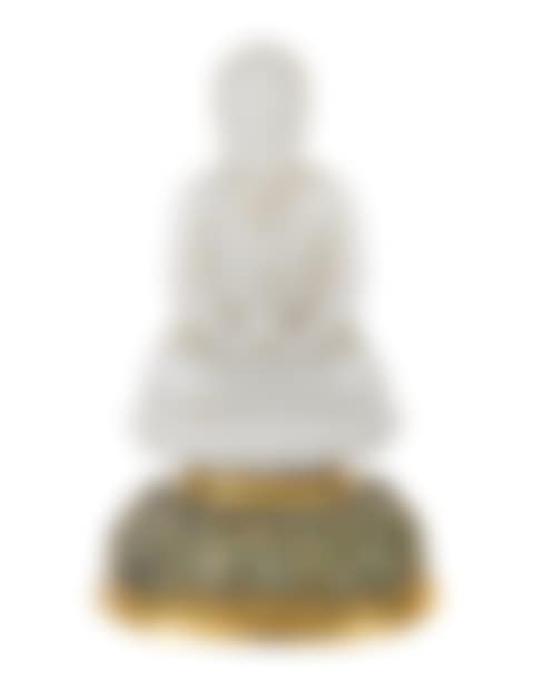 A CHINESE WHITE Jade FIGURE OF BUDDHA SHAKYAMUNI WITH GILT Bronze AND ENAMEL BASE (preview)