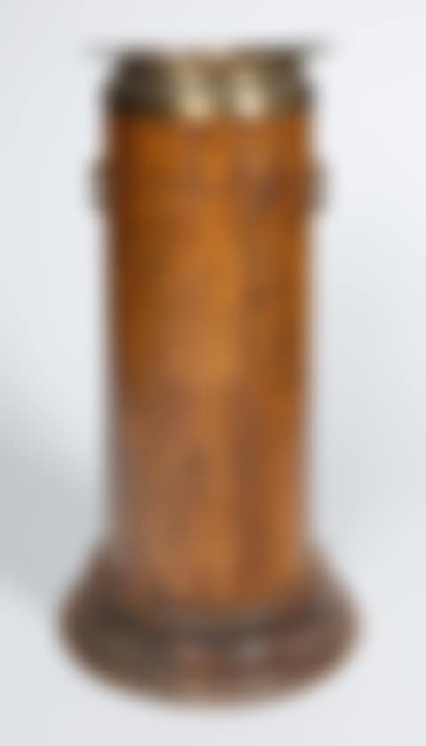 WOOD UMBRELLA STAND WITH COPPER BRASS COLLAR (preview)