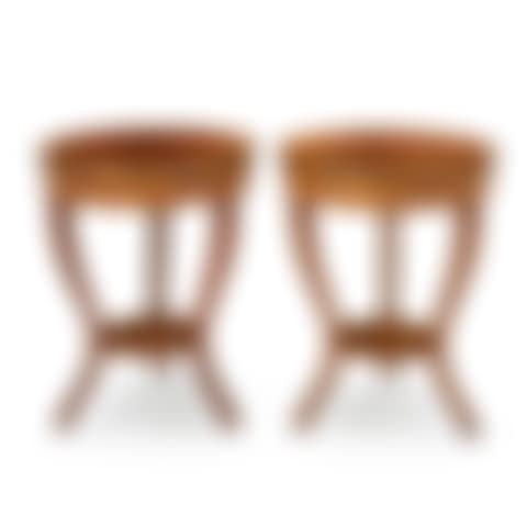 PAIR OF BAKER FURNITURE DIRECTOIRE-STYLE BURLWOOD SIDE TABLES (preview)