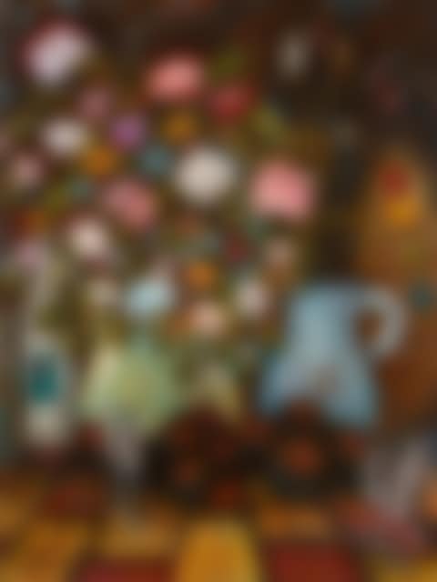 Still Life with Flowers, Fruit and Paint Brushes (preview)