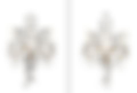 Pair of Maison Bagues Style Silvered Metal, Rock Crystal and Glass Three-Light Sconces (preview)