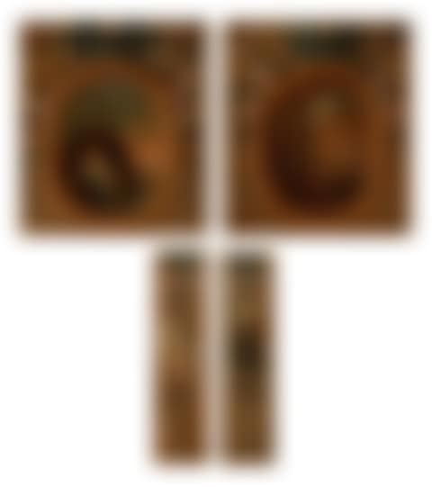 Floral Garlands with Framed Landscapes and Weapons, Tools and Musical Instruments : Four decorative panels (preview)