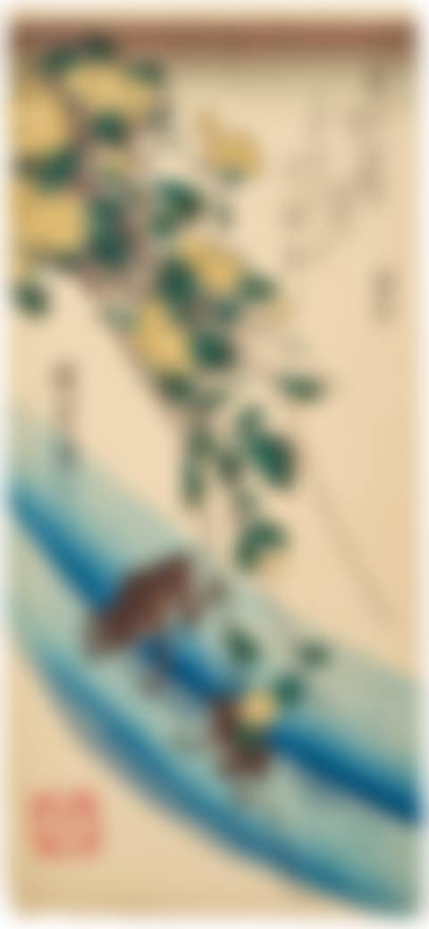 Yellow rose ( Yamabuki ) and frogs (preview)