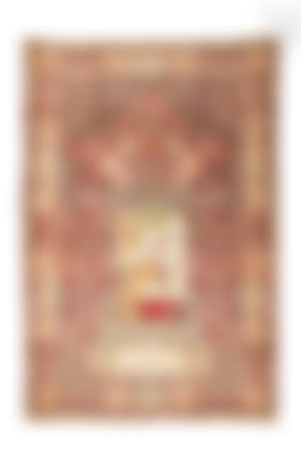 Carpet decorated in a reserve with a seated character accompanied by an inscription in Persian (preview)