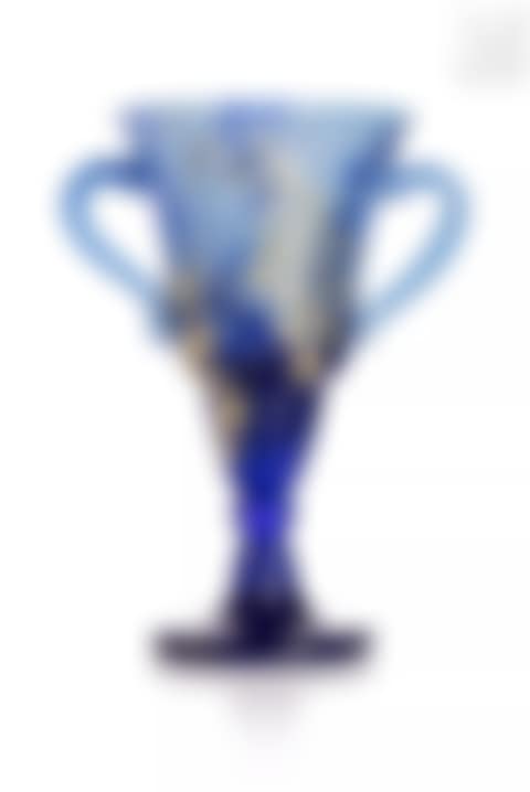 Double glass vase with wide opening, decorated with two hot-applied openwork handles (preview)