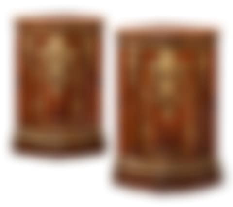 A PAIR OF REGENCE ORMOLU-MOUNTED AMARANTH AND BOIS SATINE ENCOIGNURES (preview)