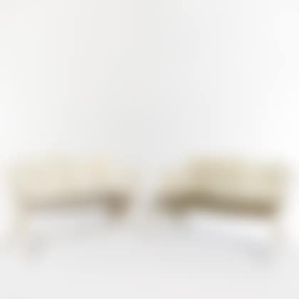 Pair of White-painted Cast Iron Fern-leaf Settees (preview)