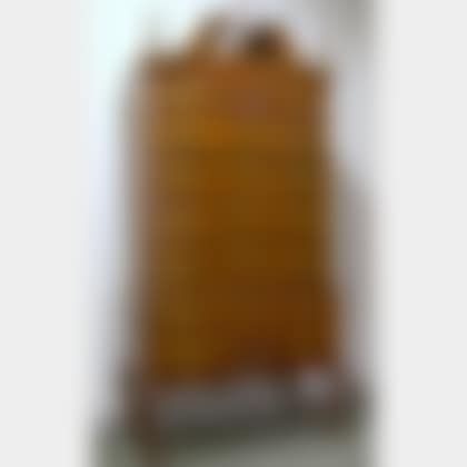 Queen Anne Style Carved Maple and Tiger Maple Veneer Scroll-top High Chest (preview)