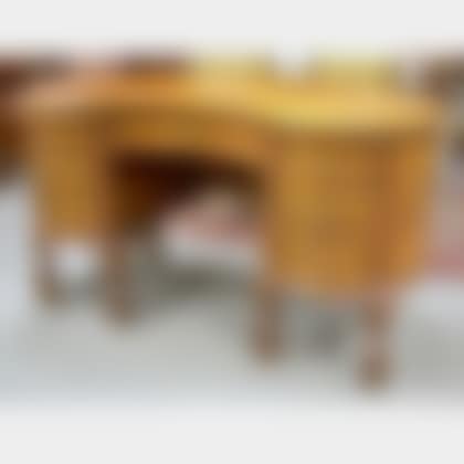 Late Victorian Carved and Inlaid Mahogany Kidney-shaped Desk with Claw and Ball Feet (preview)