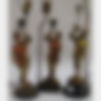 Three Painted Cast Metal Renaissance-style Figural Table Lamps (preview)