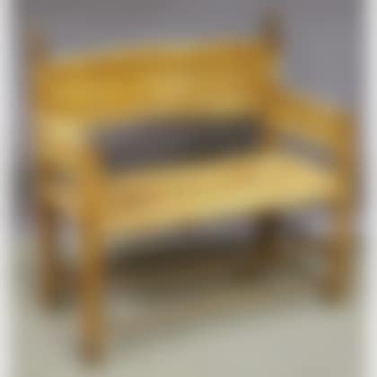 Country Pine Wagon Bench with Woven Rush Back, Sides, and Seat (preview)