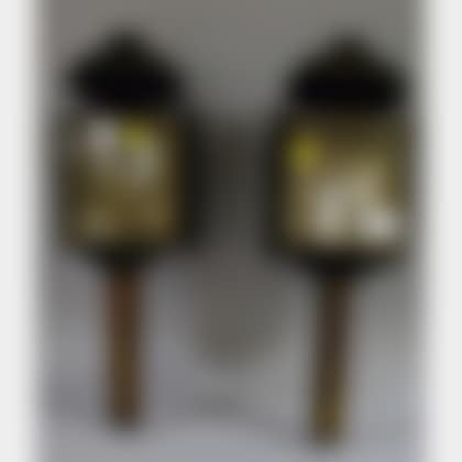 Pair of Brass and Painted Metal Coach Lanterns with Beveled Glass (preview)