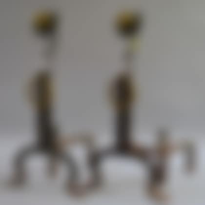Pair of Baroque-style Wrought Iron and Brass Floral-form Andirons (preview)