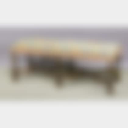 Jacobean-style Brocade Upholstered Carved Walnut Bench (preview)