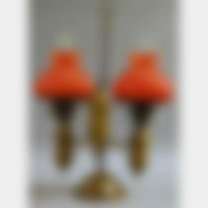 Brass Double Student Lamp with Painted Glass Shades (preview)