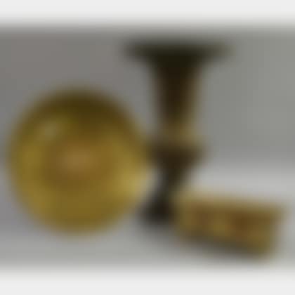 Chinese Brass Planter, Tray, and a Patinated Bronze Vase (preview)