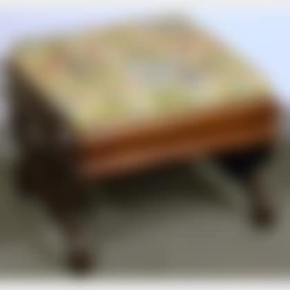 Empire-style Walnut Ottoman with Needlepoint Upholstered Cushion (preview)