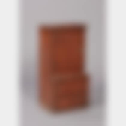 Diminutive Red-painted Pine Step-back Cupboard (preview)