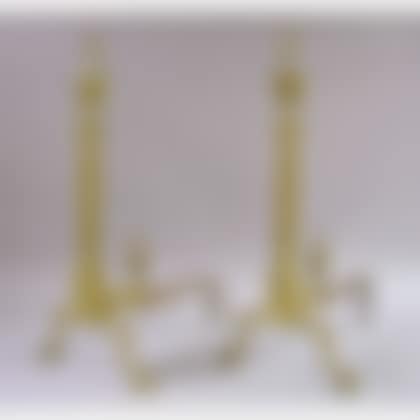 Pair of Federal-style Cast Brass Urn-top Andirons with Paw Feet (preview)
