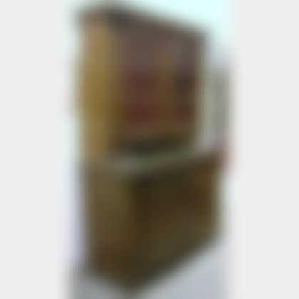 Green-painted Glazed Walnut Two-Part Step-back Cupboard (preview)