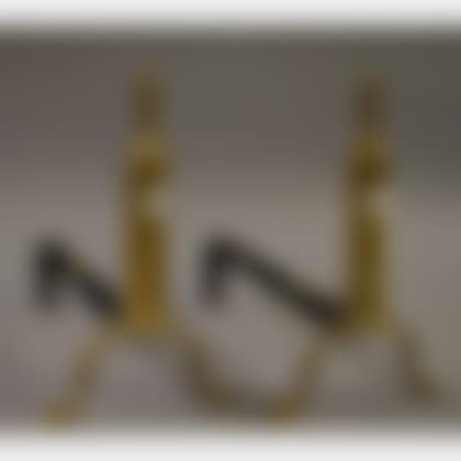 Pair of Small Brass Columnar Andirons (preview)