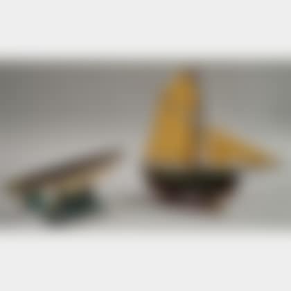 Painted Wooden Sailing Ship, and a Sailboat Hull Model (preview)