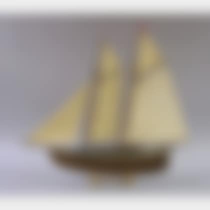Folk Carved and Painted Wood Two-masted Sailboat Model (preview)