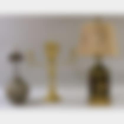 Two Decorative Table Lamps and a Brass Seven-Light Candelabra (preview)