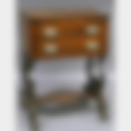 Classical Carved Mahogany and Mahogany Veneer Two-drawer Lyre-base Work Table (preview)