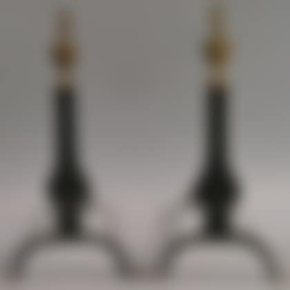 Pair of Urn-top Brass and Iron Knife Blade Andirons (preview)