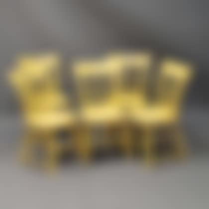 Set of Five Yellow-painted Windsor Thumb-back Side Chairs (preview)